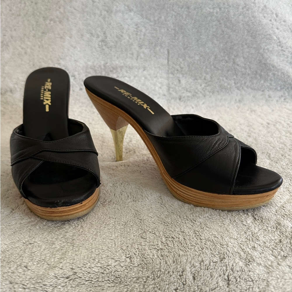 Re-mix Vintage Shoes Size 9 Black Hollywood Stiletto